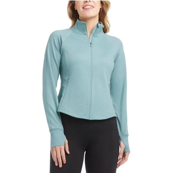 Jockey XXL Womens Teal Full-Zip Jacket With Thumb Holes Stretch Fabric NWT 6543 - Picture 1 of 8